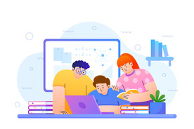学生学习插画