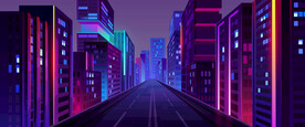 卡通城市夜景