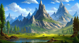 油画山林