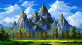 油画山林
