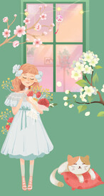 女孩与花