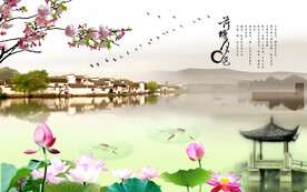 荷塘月色墙画