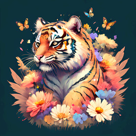 老虎卡通插画
