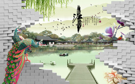 3d江南春色背景墙