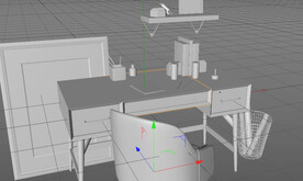 C4D模型书房一角
