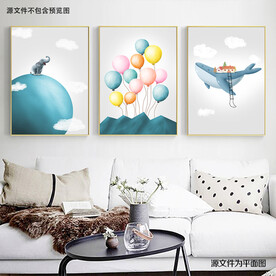 手绘卡通儿童房装饰画