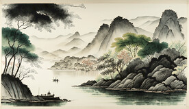 早春山水画