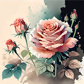 玫瑰花水彩画