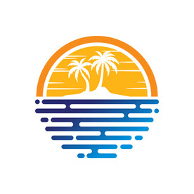 夏日海滩沙滩插画 LOGO