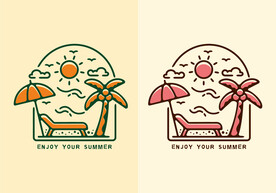 夏日海滩沙滩插画 图片