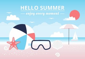 夏日海滩沙滩插画 图片