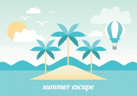 夏日海滩沙滩插画 图片