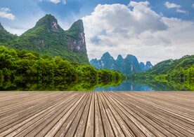 河流远山天空背景