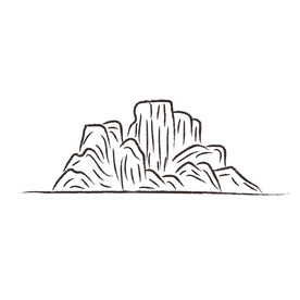 山水线稿  