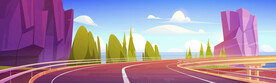 公路风景插画