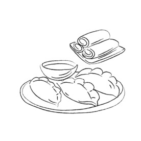 饺子春卷线稿