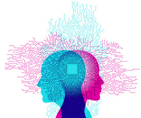 人脸抽象AI科技线条智能背景