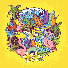 夏日海边元素图片