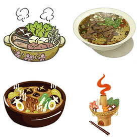 手绘卡通川菜背景素材