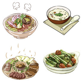 手绘卡通川菜背景素材
