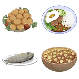 手绘卡通川菜背景素材