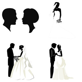 婚礼新郎新娘情侣人物剪影