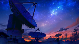 星空下的雷达信号发射器