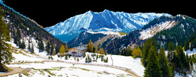 雪景山脉山川树林PNG