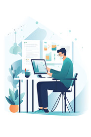 办公室工作扁平插画配图