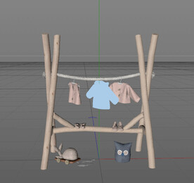 C4D模型 儿童晾衣架