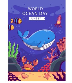 手绘海洋日海报