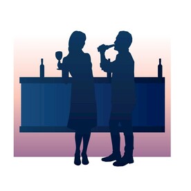 酒吧人物剪影 