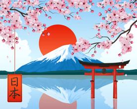 富士山风景插画