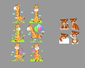 卡通长颈鹿 老虎