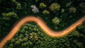 唯美森林公路道路素材