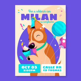 狗狗泳池派对邀请海报