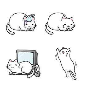 手绘猫咪插画 