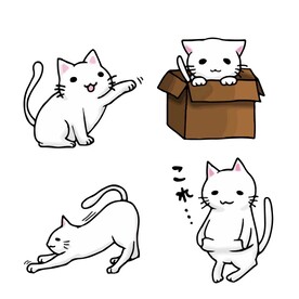 手绘猫咪插画 