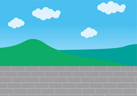白云天空大山插画