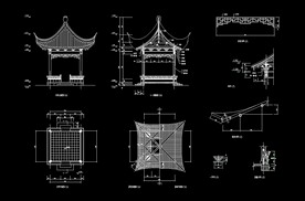四角亭cad施工图
