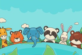 卡通森林动物插画   