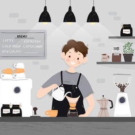 咖啡店员插画