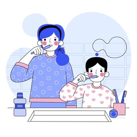 刷牙插画