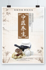 白色中式中医健康海报