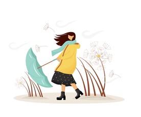 打伞女孩插画