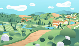 生态农村插画