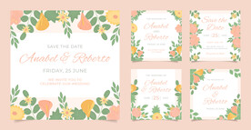 手绘植物婚礼邀请函 