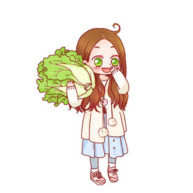 卡通女孩和白菜