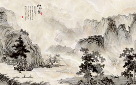国画山水电视背景墙 