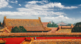 红色宫墙古风图片